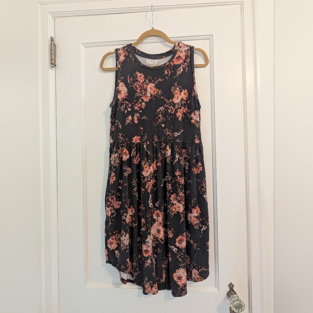 Women's Maurices Tank Brown & Pink Floral Dress Size Medium Casual